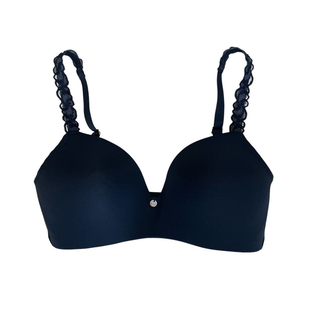Natori Pure Luxe Wireless Contour Bra 723321 Black Size 32C Chic Feminine